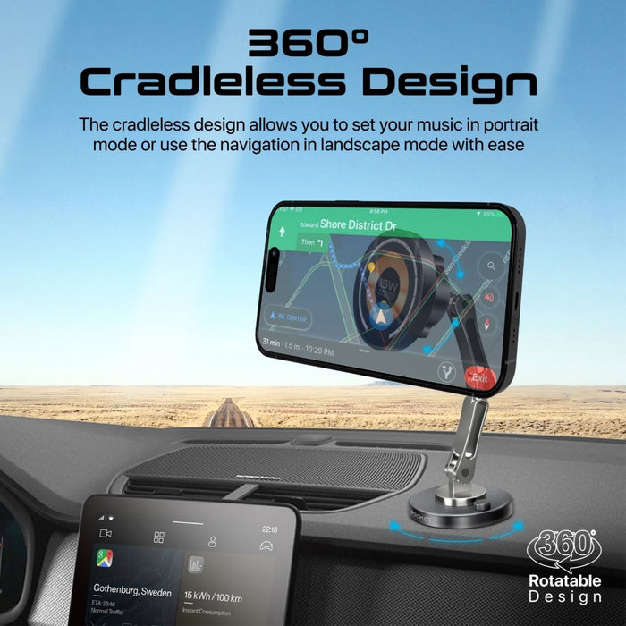 PROMATE SecureGrip 360 Cradleless 15W Qi Magnetic Wireless in-Car Phone Charger
