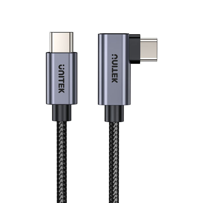 UNITEK 0.5m USB-C to Right Angled 90 Degree USB-C Connector. Supports 100W PD Fa