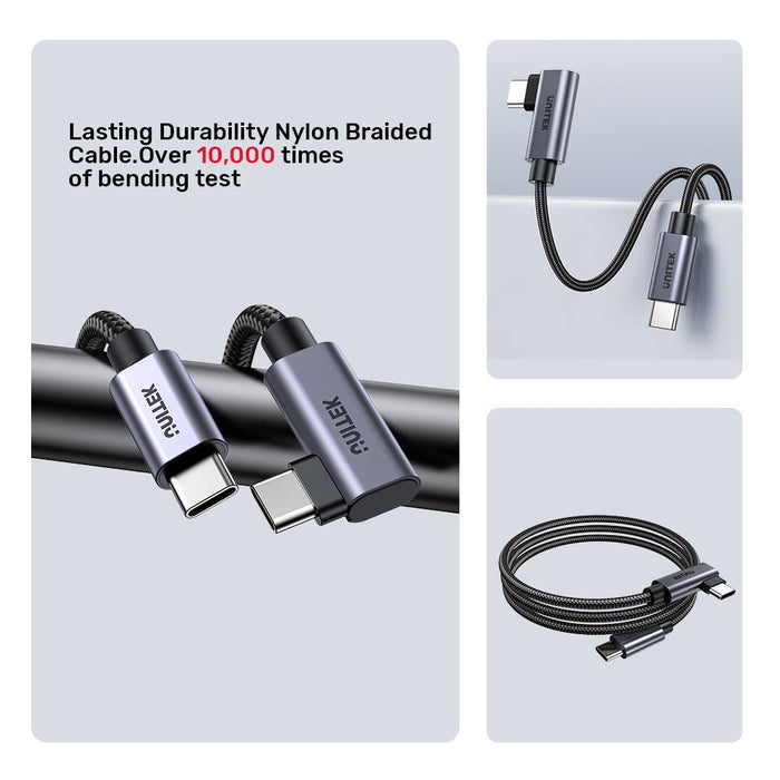 UNITEK 1m USB-C to Right Angled 90 Degree USB-C Connector. Supports 100W PD Fast