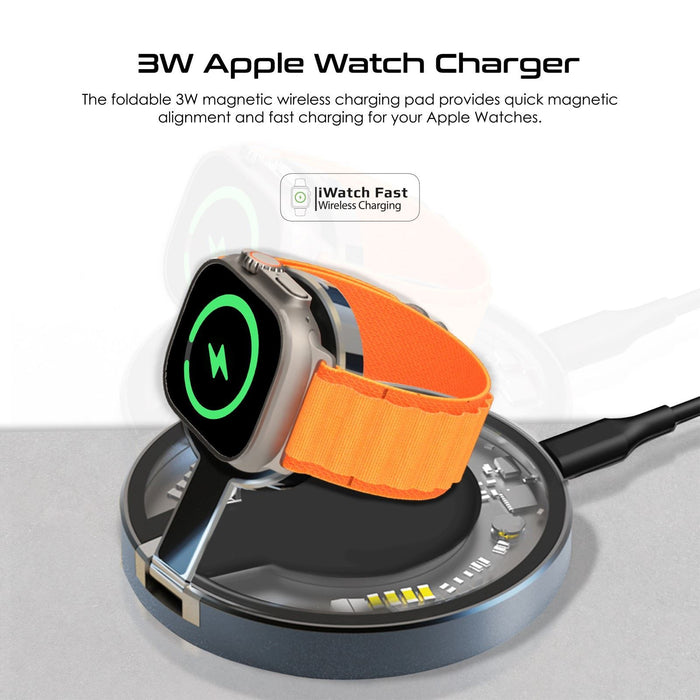 PROMATE 2-in-1 Pocket-Sized 15W Magsafe Wireless Charging Station. 3W Apple Watc