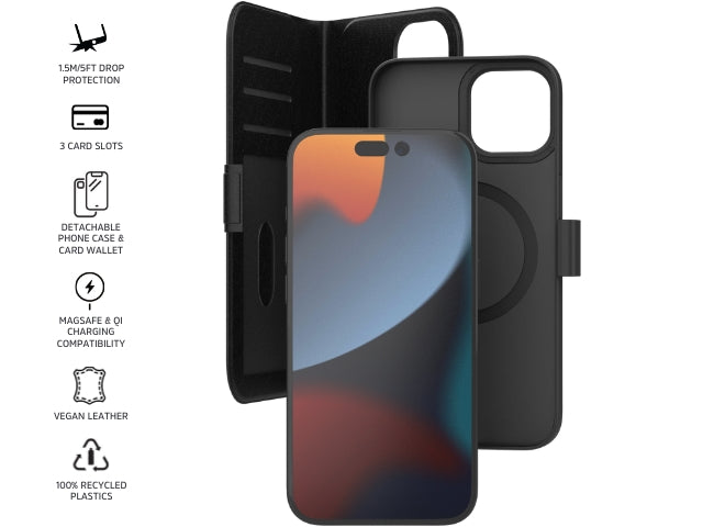 3sixT Neo Wallet Case iPhone 15 Pro Case - Black