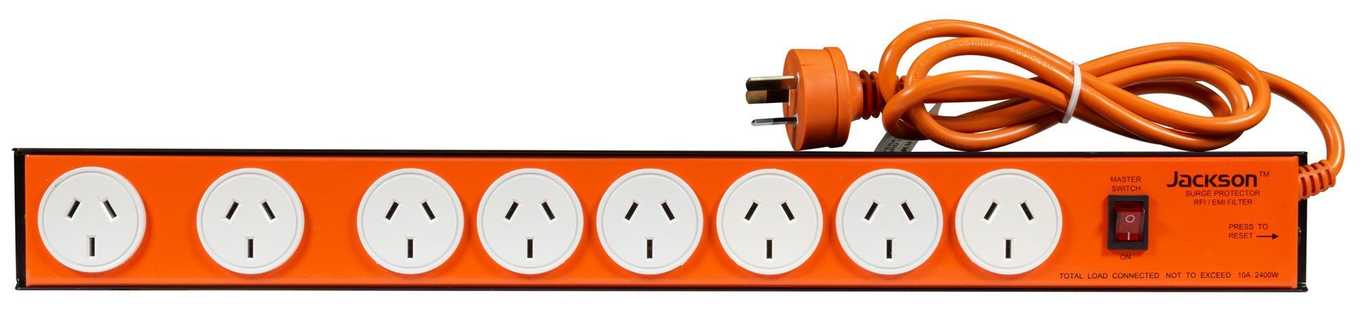 JACKSON 8 Outlet Powerboard Metal Housing, Surge Protection, RFI Filtration