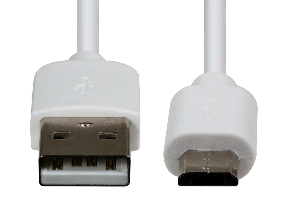 DYNAMIX 5m USB 2.0 Micro-B Male to USB-A Male Connectors. Colour White.