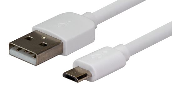 DYNAMIX 0.3m USB 2.0 Micro-B Male to USB-A Male Connectors. Colour White.