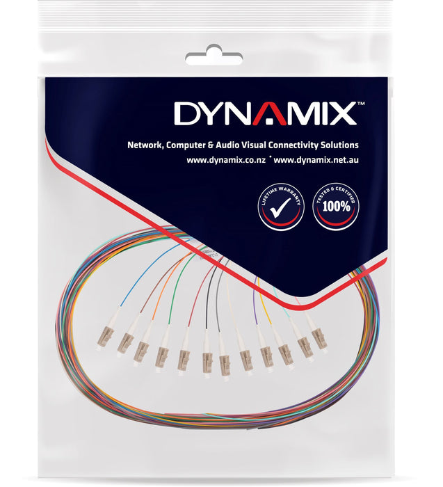 2M LC Pigtail OM4 12x Pack Colour Coded 900um Multimode Fibre Tight Buffer