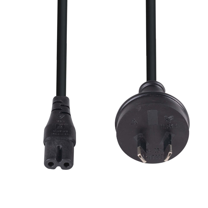 2M 2-Pin plug to C7 Figure 8 connector 7.5A. SAA approved power cord 0.75mm Core