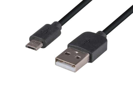 DYNAMIX 1.2m USB 2.0 Micro-B Male to USB-A Male Connectors. Colour Black.