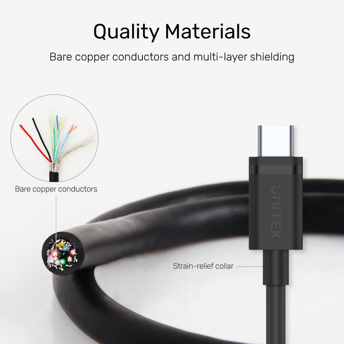 UNITEK 3.0m USB 3.0 USB-A Male To USB-C Cable. Reversible USB-C. Supports Data T