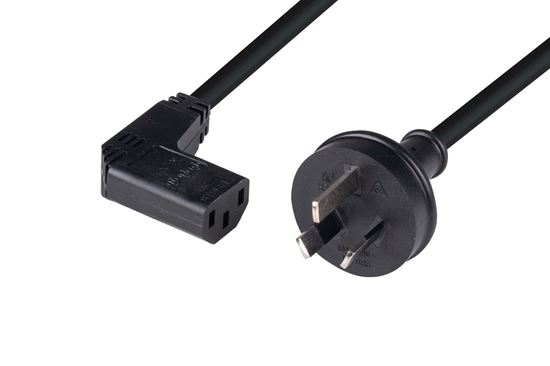 2M 3-Pin Plug Right Angled IEC C13 Female Connector 10A SAA Power Cord 1.0mm