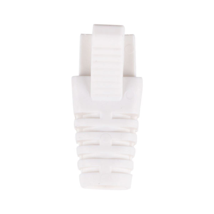 DYNAMIX WHITE RJ45 Strain Relief Boot - Slimline with Clip Protector (6.0 mm Out