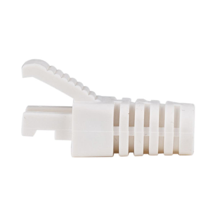 DYNAMIX WHITE RJ45 Strain Relief Boot - Slimline with Clip Protector (6.0 mm Out