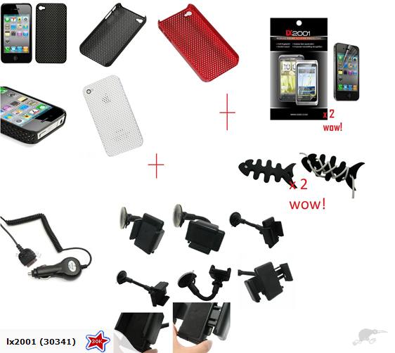Iphone 4 4S Mesh Case Car Kit Holder Charger