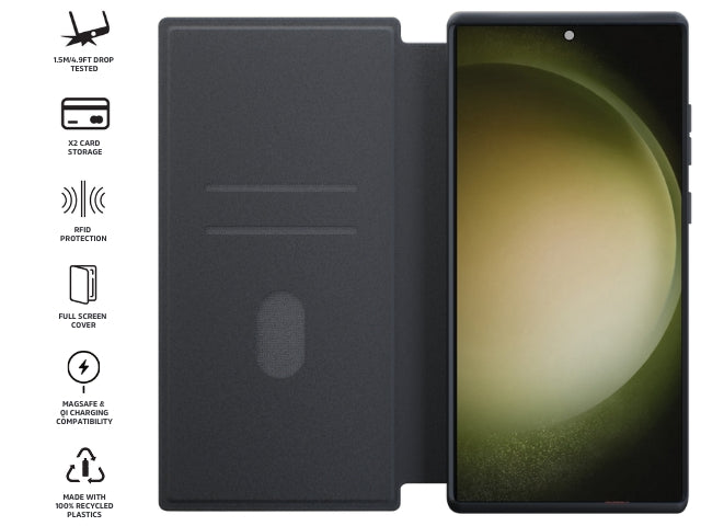 3SIXT Samsung Galaxy S24 Ultra 6.8" SlimFolio Wallet Case - Black