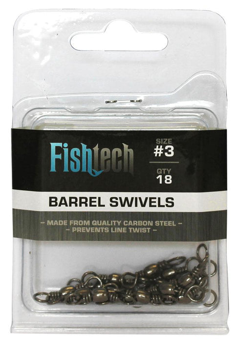 Fishtech #3 Barrel Swivels (18 per pack)