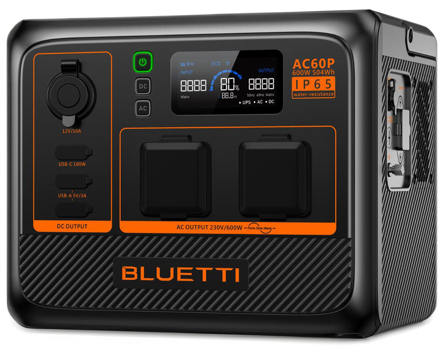 Bluetti Ac60P Expandable Portable Waterproof Power Station | 600W (1200W Surge)