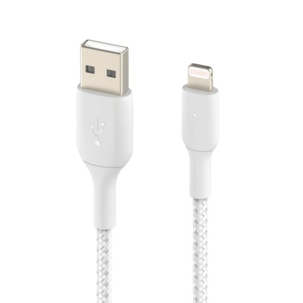 Belkin BOOST CHARGE Braided Lightning to USB-A Cable (1m / 3.3ft, White)