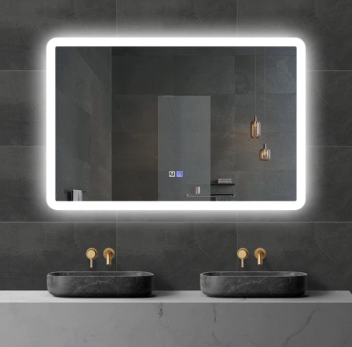 Goldair Bathroom Mirror Square Backlit Mirror H: 500mm, W: 700mm Warm White