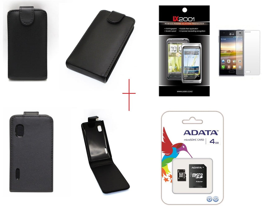 LG Optimus L5 E610 Leather Case + 4GB MicroSD Card