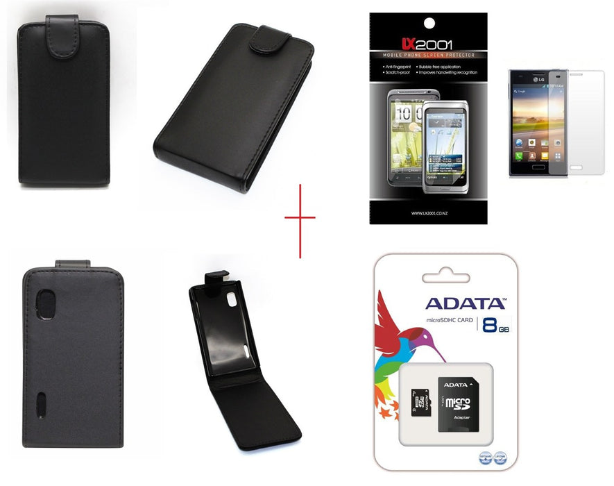 LG Optimus L5 E610 Leather Case + 8GB MicroSD Card