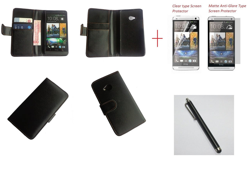 HTC ONE M7 Leather Case Screen Protector Stylus