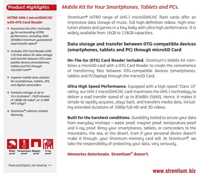 Strontium 32GB UHS-I MicroSD Card w/ OTG Adapter SRN32GTFU1T
