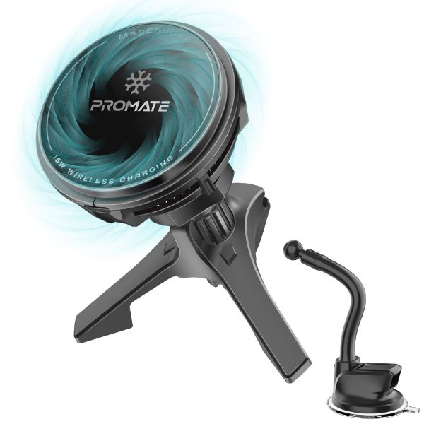 Promate 15W ActiveCool Cradleless Magsafe Compatible Charger Mount. Includes Gooseneck