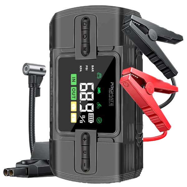 Promate 4-in-1 1200A/12V Heavy Duty Car Jump Starter Air Compressor 12000mAh Power Bank 150PSi