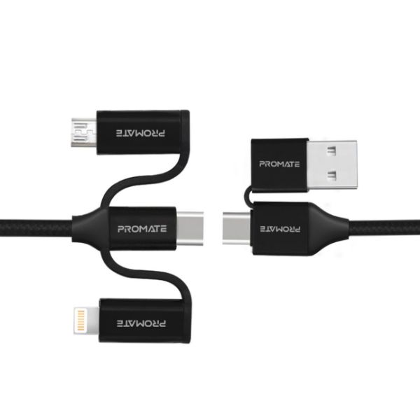 Promate 6-in-1 Hybrid 1.2m Multi Connector Cable for Charging & Data Transfer. 60W PD