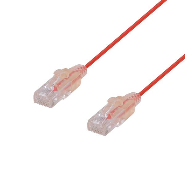 DYNAMIX 1.25m Cat6A 10G Red UTP LSZH Patch Lead 30AWG 802.3af Unshielded Plug.