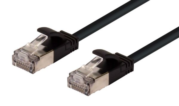 DYNAMIX 0.25m Cat6A S/FTP Black 10G LSZH Patch Lead 34AWG 802.3af Shielded Plug.