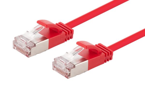DYNAMIX 1.25m Cat6A S/FTP Red 10G Patch Lead 34AWG 8023af Shielded Plug.