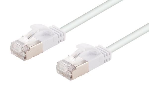 DYNAMIX 2.5m Cat6A S/FTP White 10G Patch Lead 34AWG 8023af Shielded Plug.