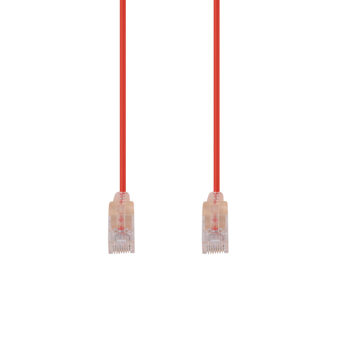 DYNAMIX 0.15m Cat6A 10G Red UTP Patch Lead 30AWG 8023af Unshielded Plug.