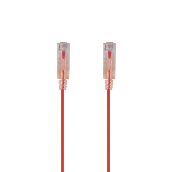 DYNAMIX 0.15m Cat6A 10G Red UTP Patch Lead 30AWG 8023af Unshielded Plug.