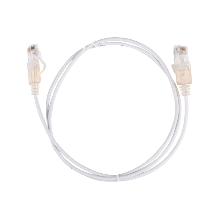 DYNAMIX 0.15m Cat6A 10G White UTP Patch Lead 30AWG 8023af Unshielded Plug.