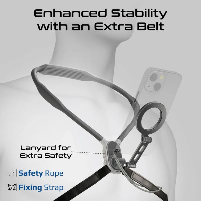 Promate MagSafe Neckband Phone Mount for Handsfree POV. Quick release Neck Lock Fixing