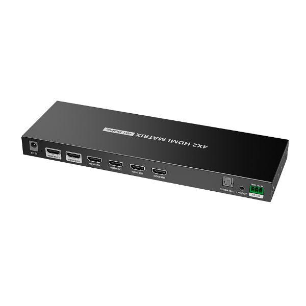 Lenkeng 4-In-2-out HDMI Matrix Switch Supports 4096x2160@60Hz HDR RSR-232, Remote Control