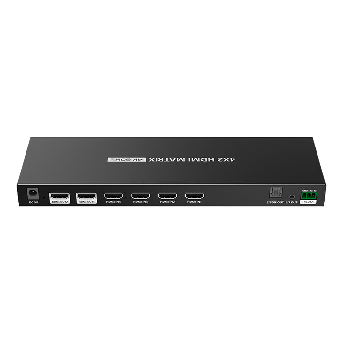 Lenkeng 4-In-2-out HDMI Matrix Switch Supports 4096x2160@60Hz HDR RSR-232, Remote Control