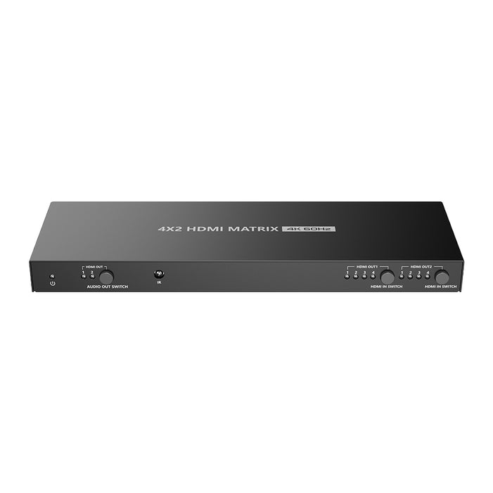 Lenkeng 4-In-2-out HDMI Matrix Switch Supports 4096x2160@60Hz HDR RSR-232, Remote Control