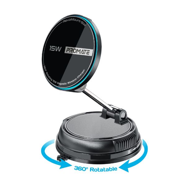 Promate SecureGrip 360 Cradleless 15W MagSafe Compatible SmartPhone Charger Mount