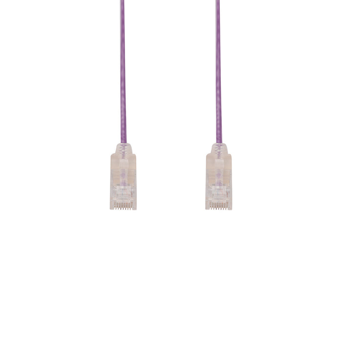 DYNAMIX 0.15m Cat6A 10G Purple UTP Patch Lead 30AWG 8023af with Unshielded Plug.