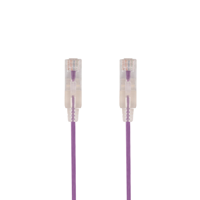 DYNAMIX 0.15m Cat6A 10G Purple UTP Patch Lead 30AWG 8023af with Unshielded Plug.