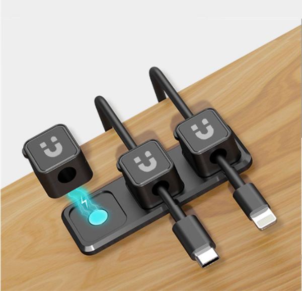 UNITEK SnapHold Magnetic Cable Clips with Base. 3x Magnetic Clip Holders for Clutter Free Cable