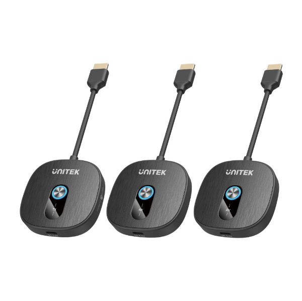 Unitek Wireless 1080p HDMI Transmitter with 2x Receivers Supports Dual Screen Mirroring