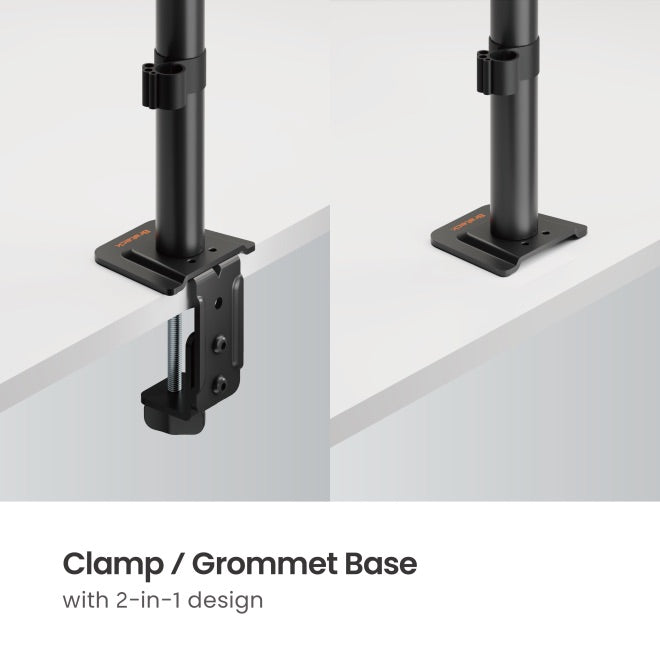 Brateck 13"-32" Dual Arm Monitor & PC Tray Bracket. Desk Clamp & Grommet