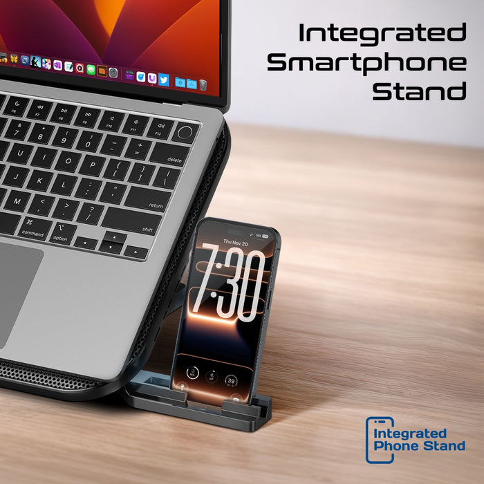 PROMATE Multi-Level Laptop Cooling Pad with 3 Silent Fans & Phone Stand.