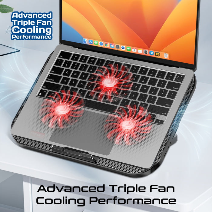 PROMATE Multi-Level Laptop Cooling Pad with 3 Silent Fans & Phone Stand.