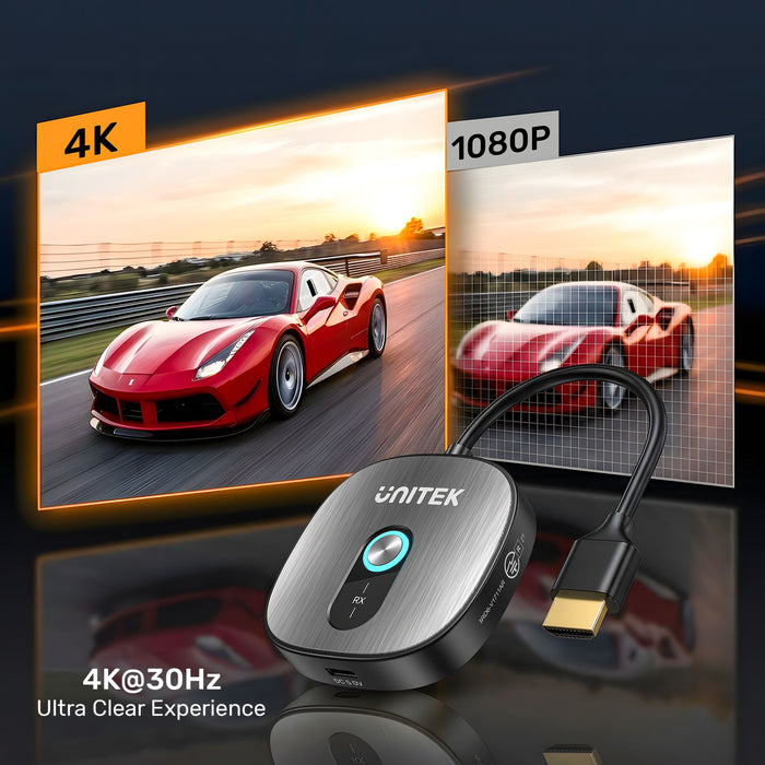 Unitek 4K30Hz Wireless HDMI Receiver Supports HDCP 1.4. Dual Band 50m Transmission