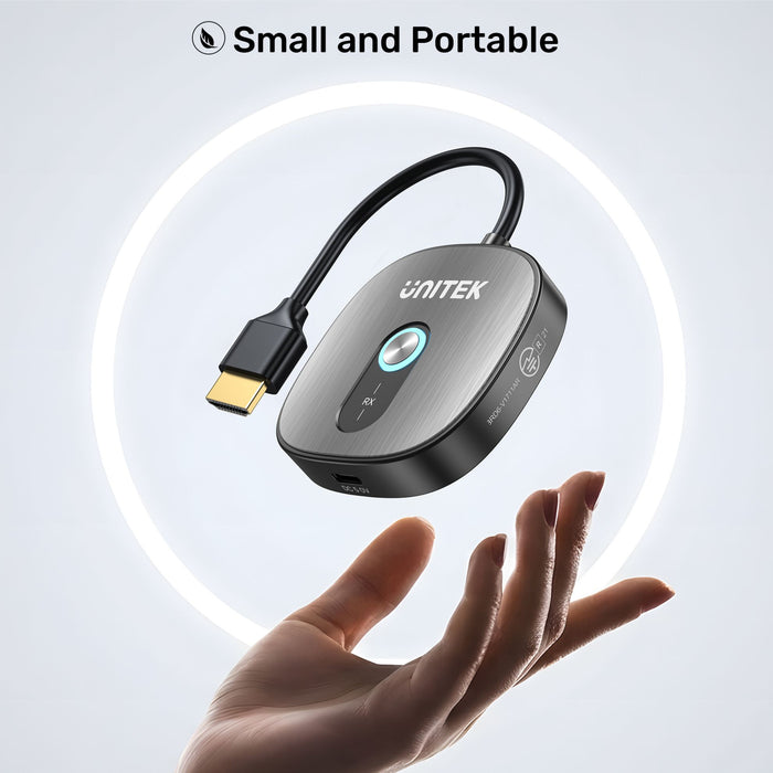 Unitek 4K30Hz Wireless HDMI Receiver Supports HDCP 1.4. Dual Band 50m Transmission