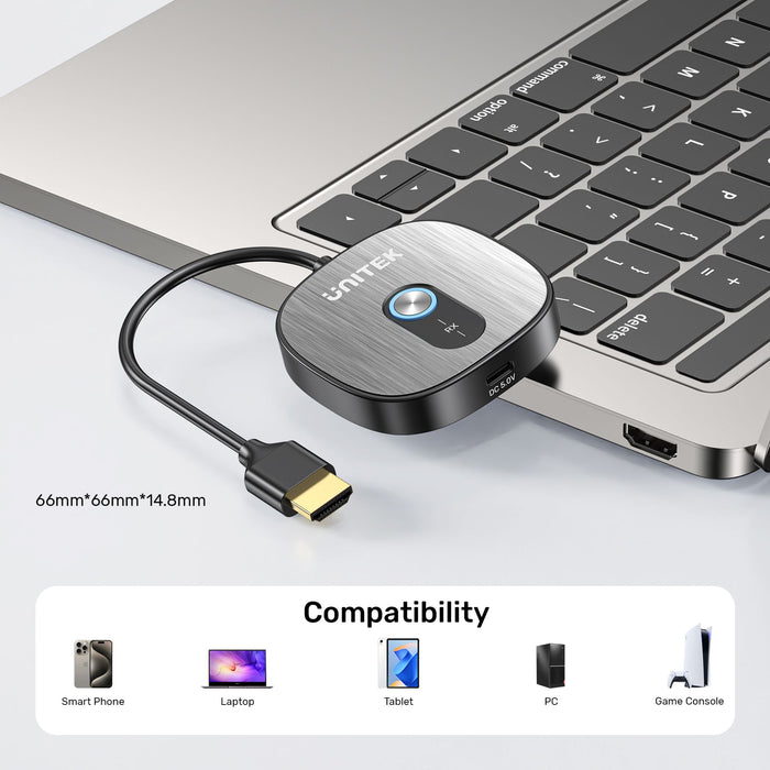 Unitek 4K30Hz Wireless HDMI Receiver Supports HDCP 1.4. Dual Band 50m Transmission